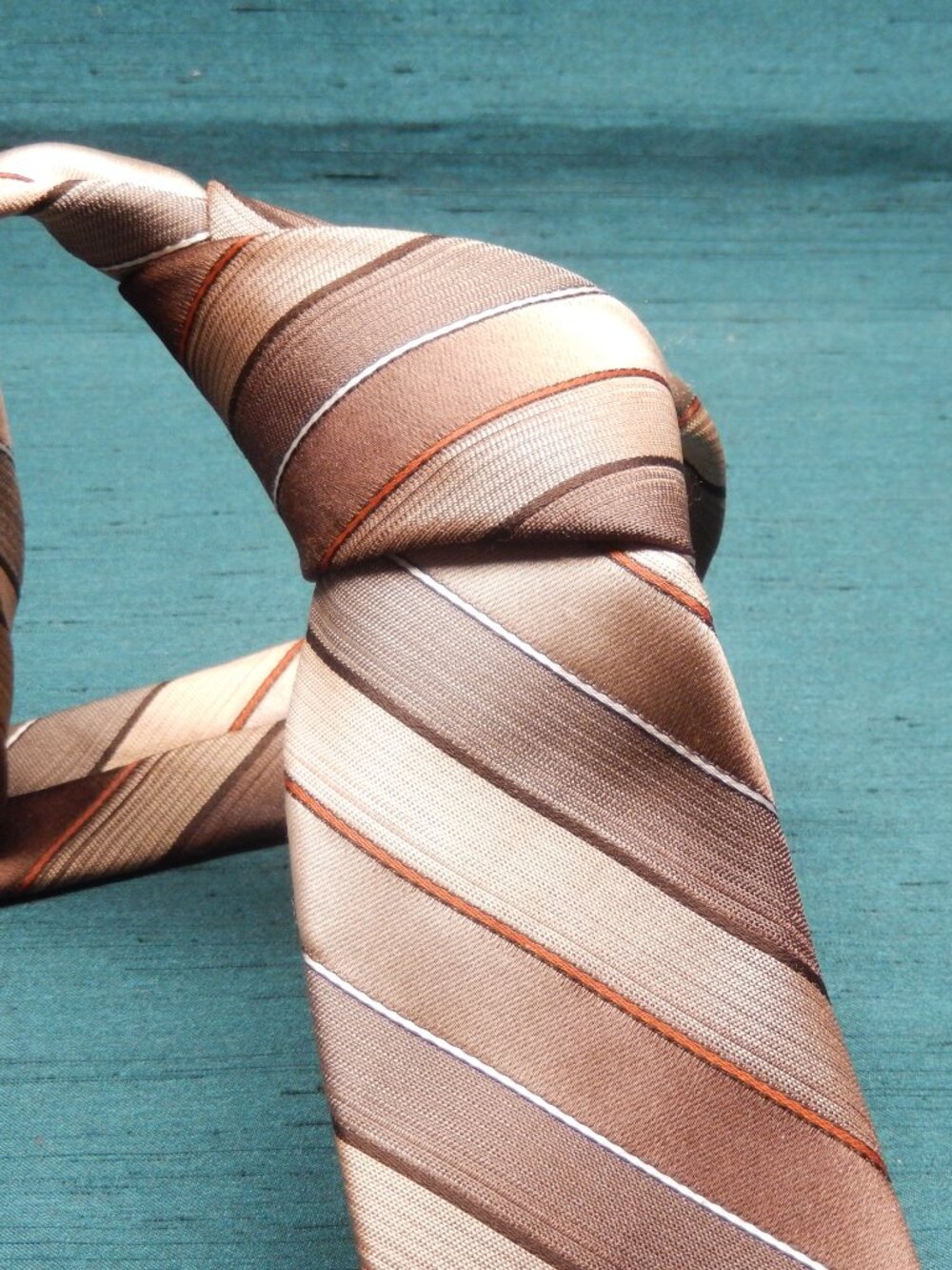 Serge Saint Yves Polyester Brown Striped Neck Tie
